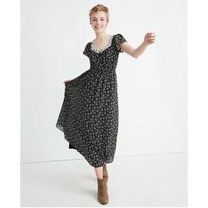 Madewell Black and White Floral Midi Dress